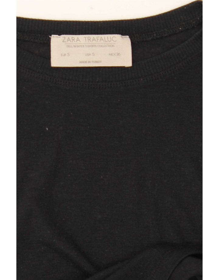 Top feminino Zara manga comprida UK 10 pequeno preto