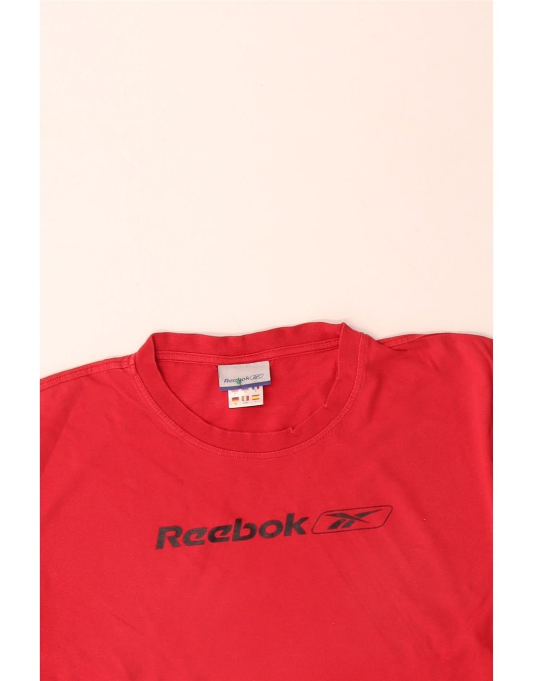 Camiseta gráfica masculina REEBOK Top médio algodão vermelho