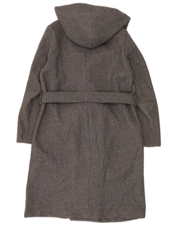 Sobretudo oversized com capuz feminino Zara UK 6 XS cinza poliéster