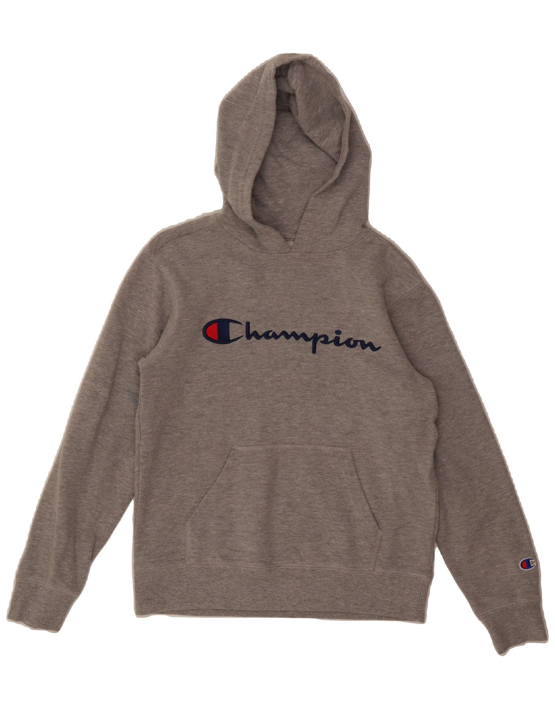 CHAMPION Womens Graphic Hoodie Jumper UK 12 Medium Grey Cotton Vintage Champion and Second-Hand Champion from Messina Hembry 