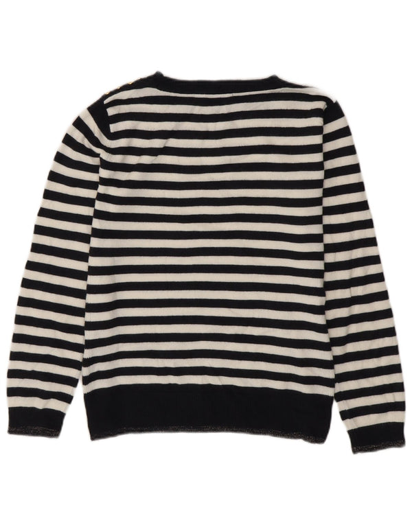 Suéter feminino Marks & Spencer com gola canoa Reino Unido 8 pequeno azul marinho