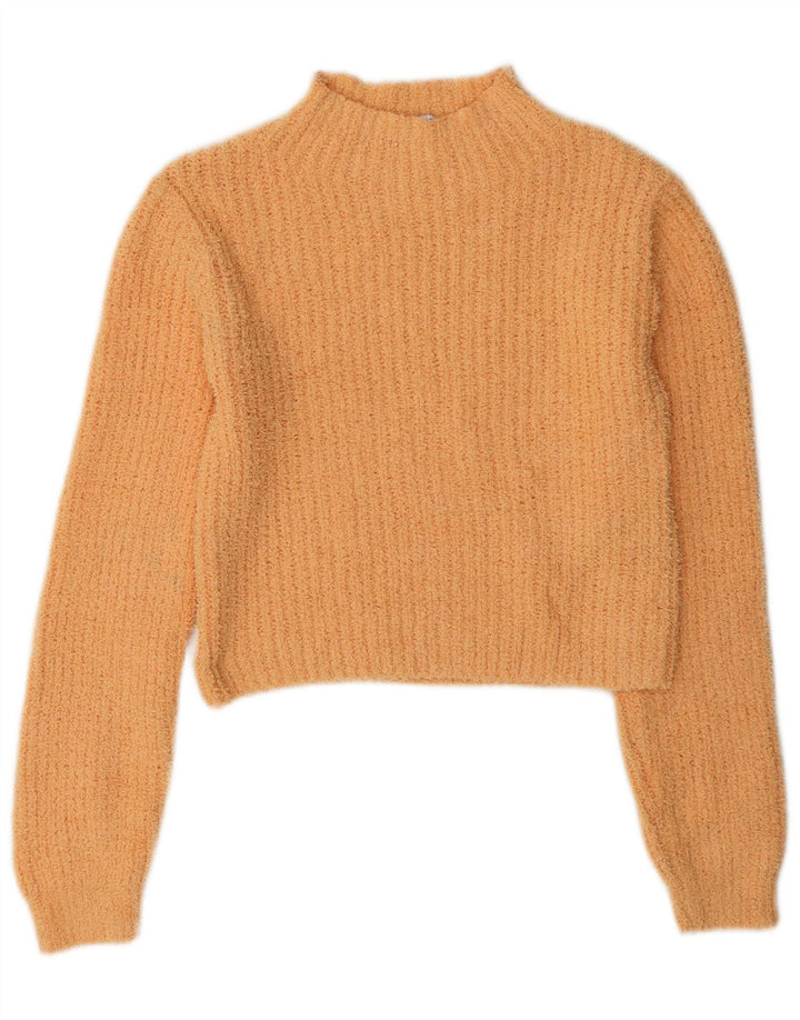 Suéter feminino Zara com gola tartaruga e gola alta, Reino Unido 10, pequeno, laranja, poliéster