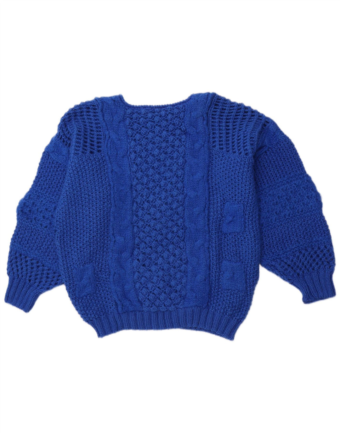 Suéter feminino vintage com gola canoa UE 40 médio azul poliacrílico