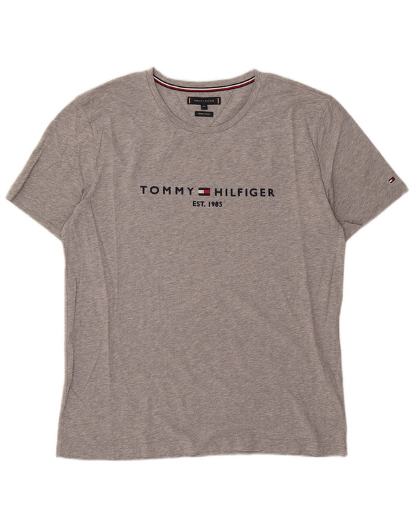 Camiseta gráfica masculina Tommy Hilfiger Top 2XL algodão cinza