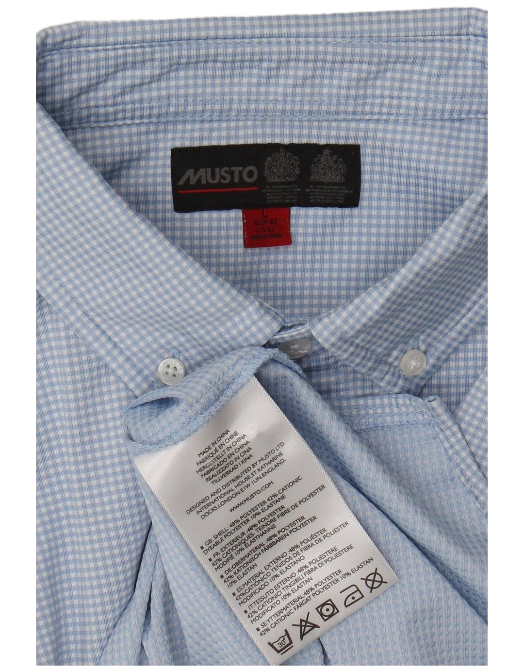 Camisa masculina Musto grande poliéster azul guingão