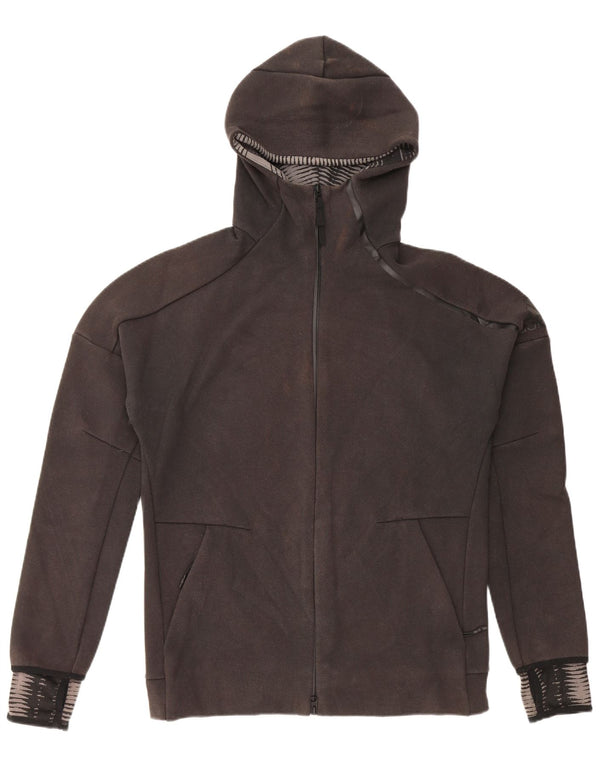 ADIDAS Mens Zip Hoodie Suéter Médio Algodão Preto