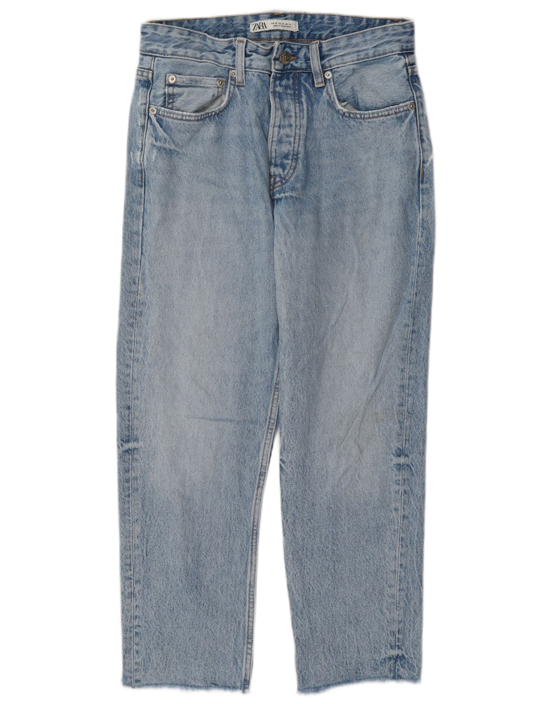 Zara Mens Straight Jeans EU 38 Pequeno W30 L26 Azul Algodão