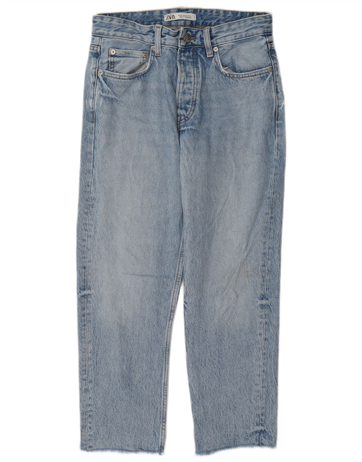 Zara Mens Straight Jeans EU 38 Pequeno W30 L26 Azul Algodão
