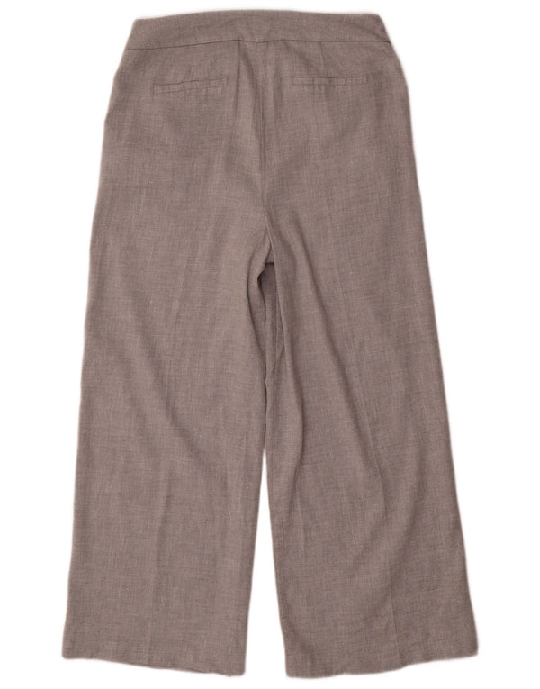 Calça feminina Marks & Spencer com perna larga cortada UK 12 médio W32 L26 cinza