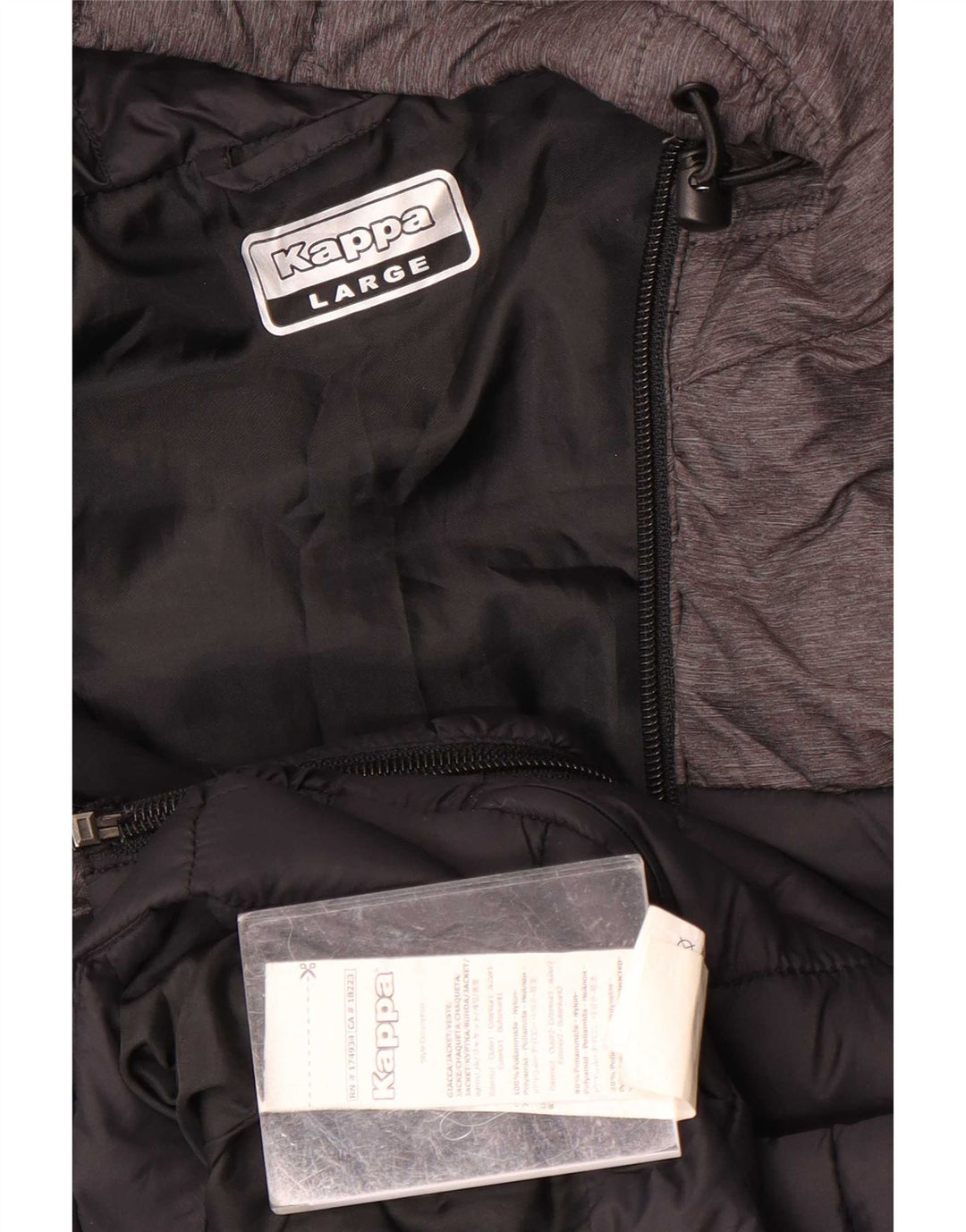 Jaqueta masculina acolchoada com capuz Kappa UK 40 grande preto colorblock poliamida