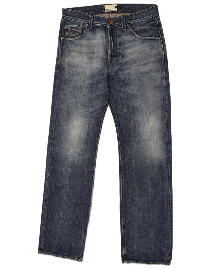 Energe Mens Straight Jeans W33 L34 Azul Algodão
