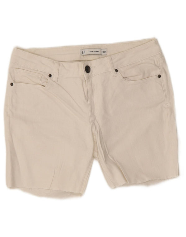 Shorts jeans feminino Zara gráfico EU 40 médio W30 branco