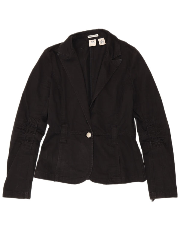 Jaqueta blazer feminina Armani Exchange com 1 botão Reino Unido 12 algodão preto médio