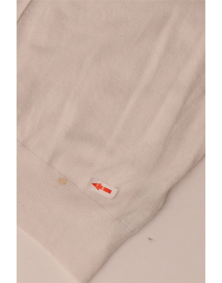 Suéter cardigã feminino Marks & Spencer manga 3/4 Reino Unido 12 médio branco