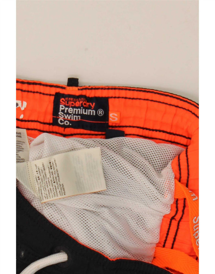 Shorts de natação femininos Superdry UK 10 poliéster azul marinho pequeno