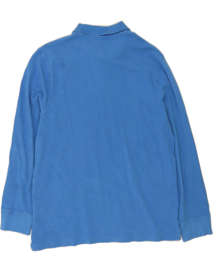 J. CREW Mens Long Sleeve Polo Shirt XL Blue Cotton Vintage J. Crew and Second-Hand J. Crew from Messina Hembry 