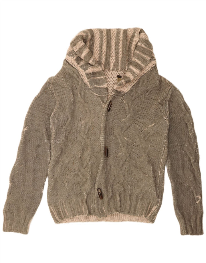 Suéter cardigã masculino Zara grande acrílico listrado verde