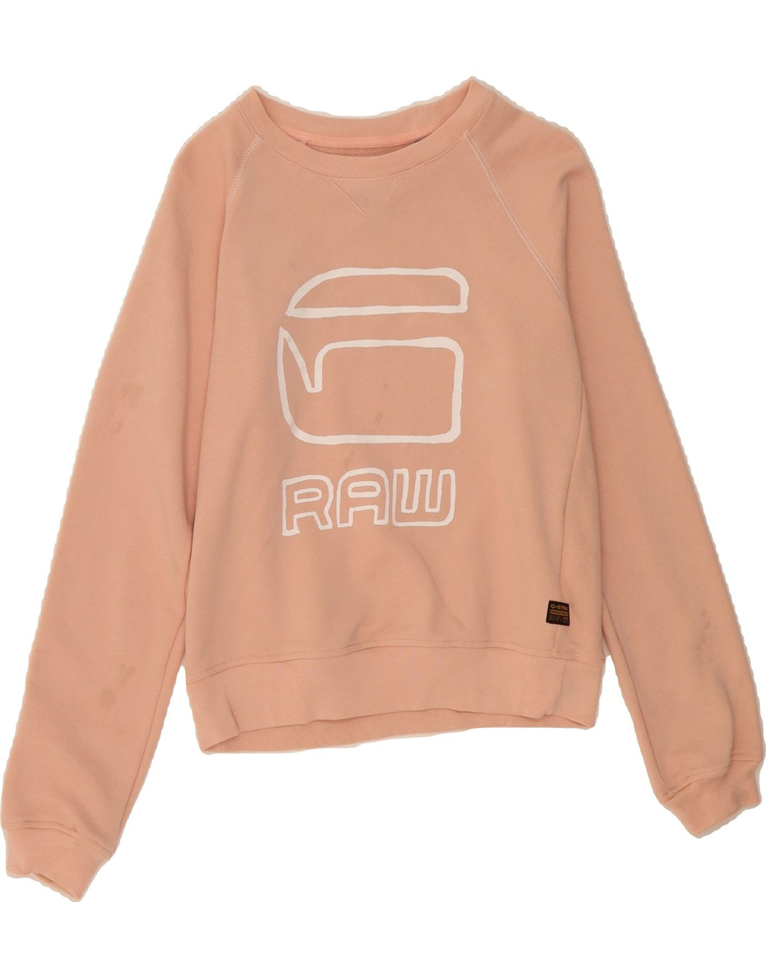 G-STAR Womens Graphic Sweatshirt Jumper UK 10 Small Pink Cotton Vintage G-Star and Second-Hand G-Star from Messina Hembry 