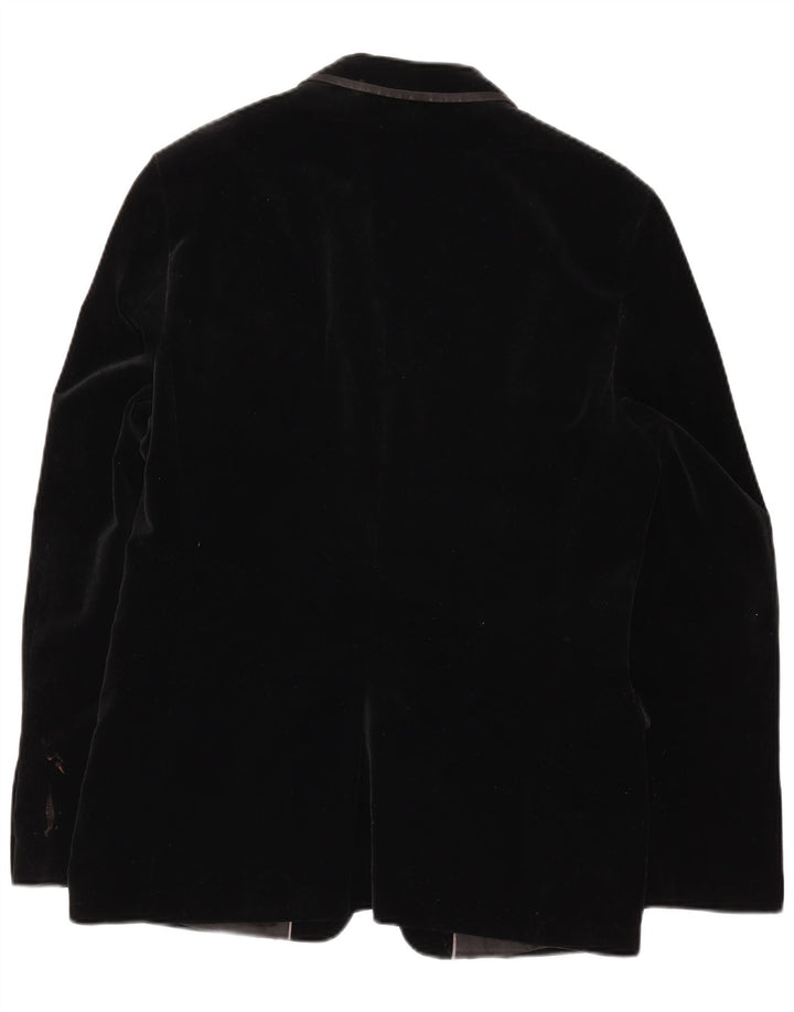 Jaqueta blazer masculina de veludo com 1 botão Zara EU 52 grande algodão preto