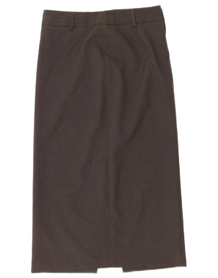 Saia Midi Reta Feminina Benetton IT 40 Pequena W26 Poliéster Cinza