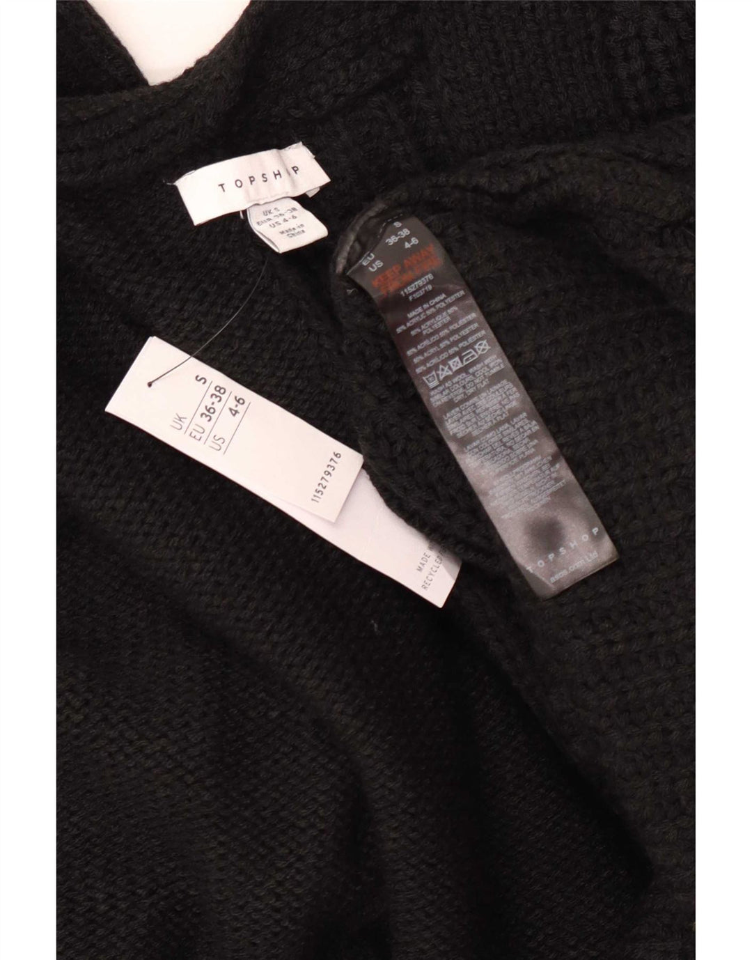 Topshop suéter feminino oversized longline cardigã UE 36/38 pequeno preto