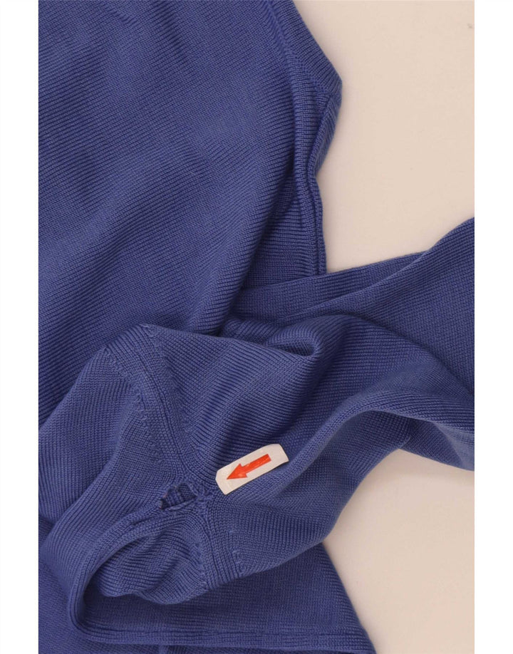 Suéter feminino Marks & Spencer com decote em V Reino Unido 12 lã merino azul médio