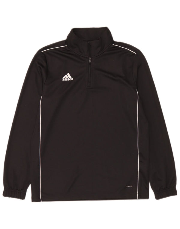 Adidas Menino Climalite Zip Neck Top Manga Comprida 11-12 Anos Preto Poliéster