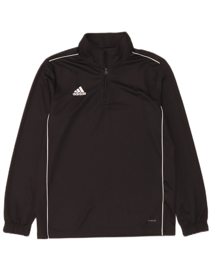 Adidas Menino Climalite Zip Neck Top Manga Comprida 11-12 Anos Preto Poliéster