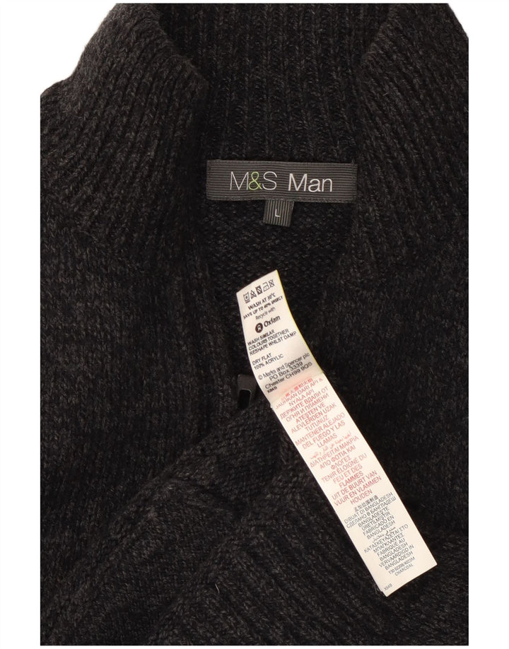 Suéter cardigã masculino Marks & Spencer grande cinza acrílico