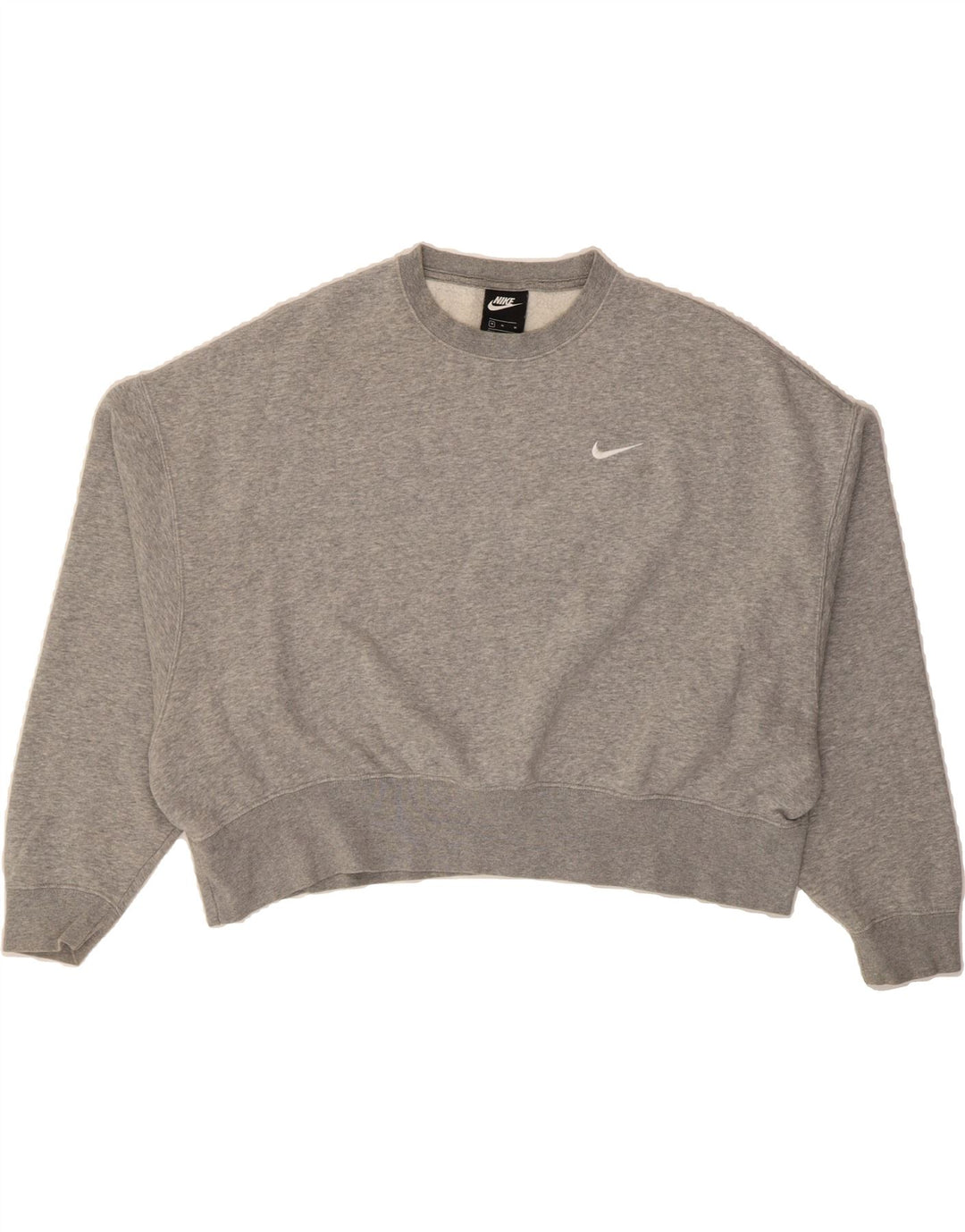 NIKE Womens Oversized Sweatshirt Jumper UK 14 Medium Grey Cotton Vintage Nike and Second-Hand Nike from Messina Hembry 