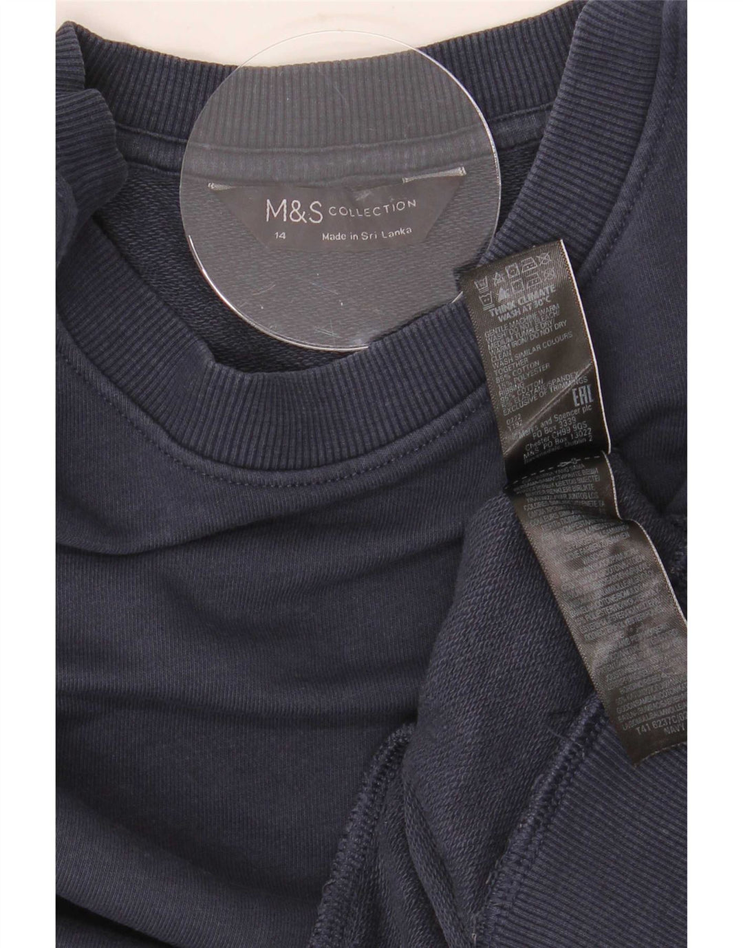 Suéter feminino Marks & Spencer UK 14 médio azul marinho algodão
