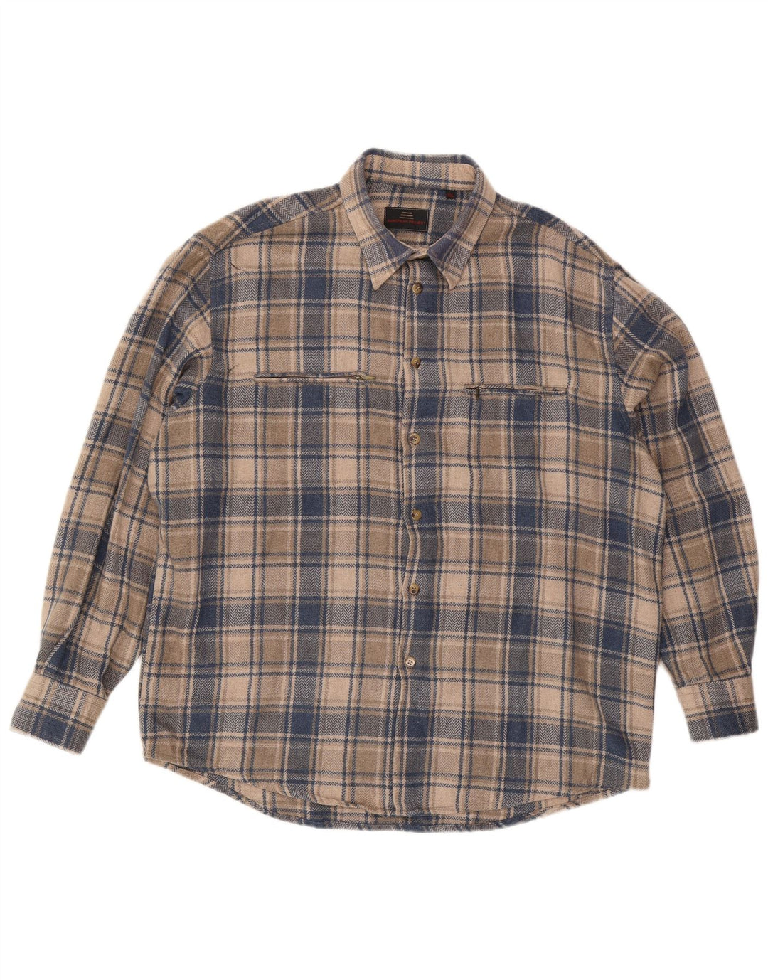 Camisa masculina de flanela VINTAGE 2XL azul xadrez acrílico