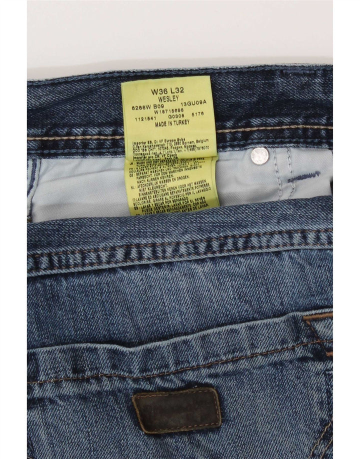 Wrangler Masculino Wesley Regular Straight Jeans W36 L32 Azul Algodão
