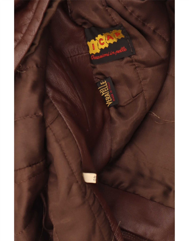 Jaqueta de couro masculina vintage IT 46 pequena marrom