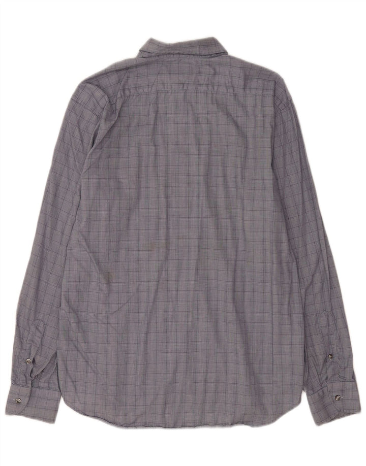 Camisa masculina Roccobarocco tamanho 42 16 1/2 grande algodão xadrez azul