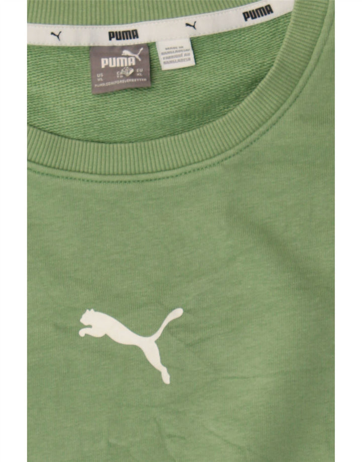 PUMA Womens Oversized Crop Sweatshirt Jumper UK 18 XL Green Cotton Vintage Puma and Second-Hand Puma from Messina Hembry 