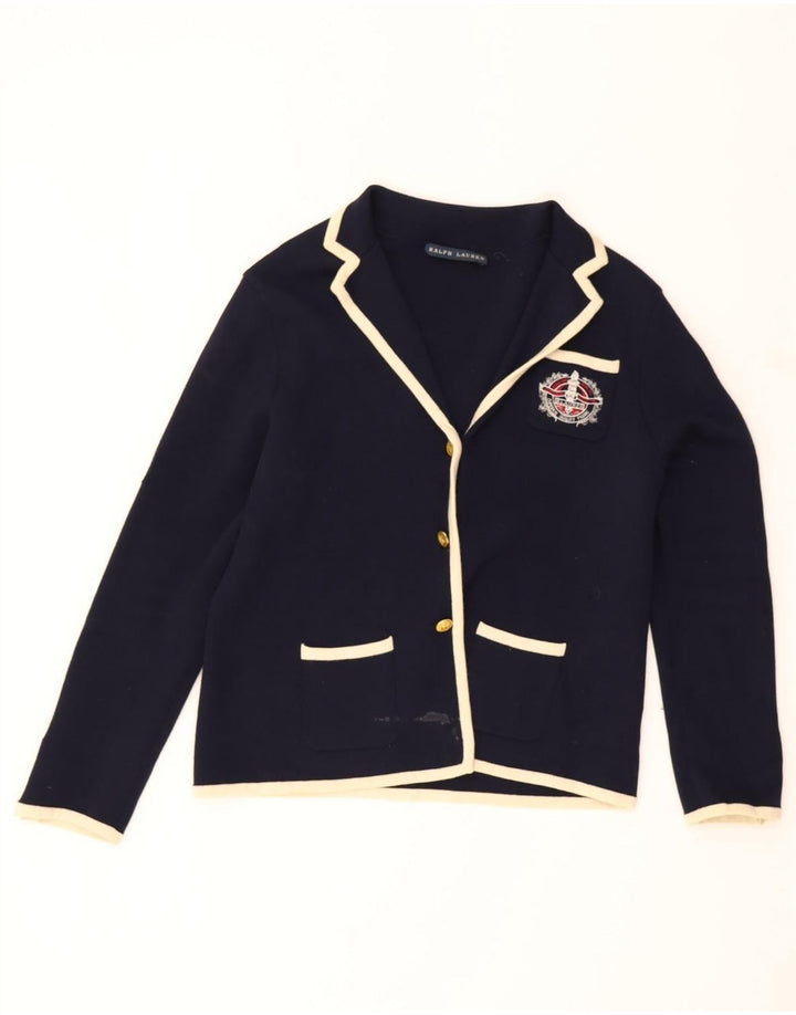 Jaqueta Blazer Ralph Lauren Feminina com 3 Botões Reino Unido 14 Médio Azul Marinho