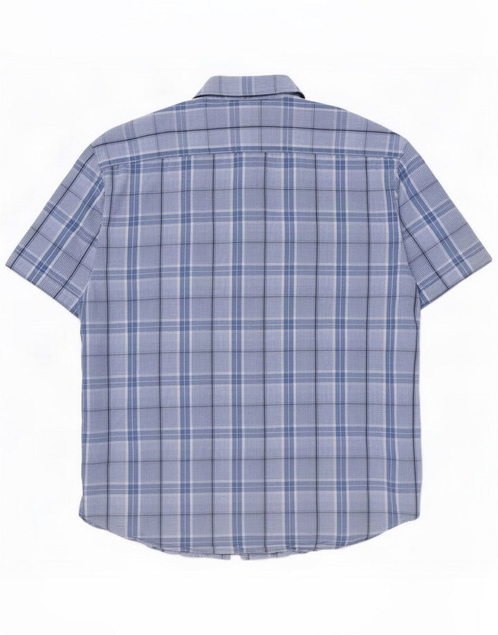 Tom Tailor Camisa masculina de manga curta 2XL Algodão xadrez azul