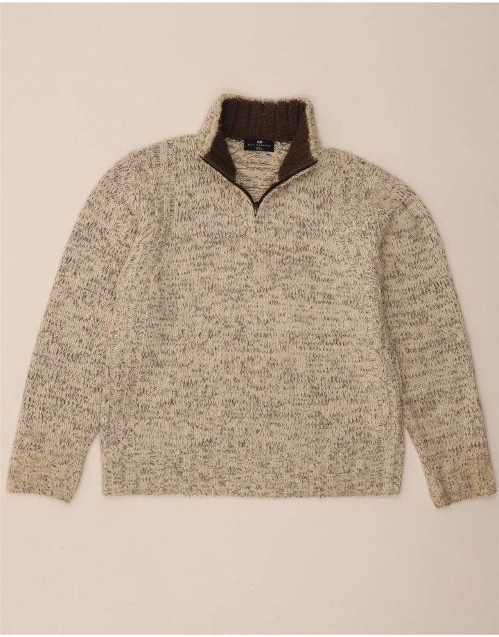 Suéter masculino Marks & Spencer Blue Harbor com zíper e gola média branco