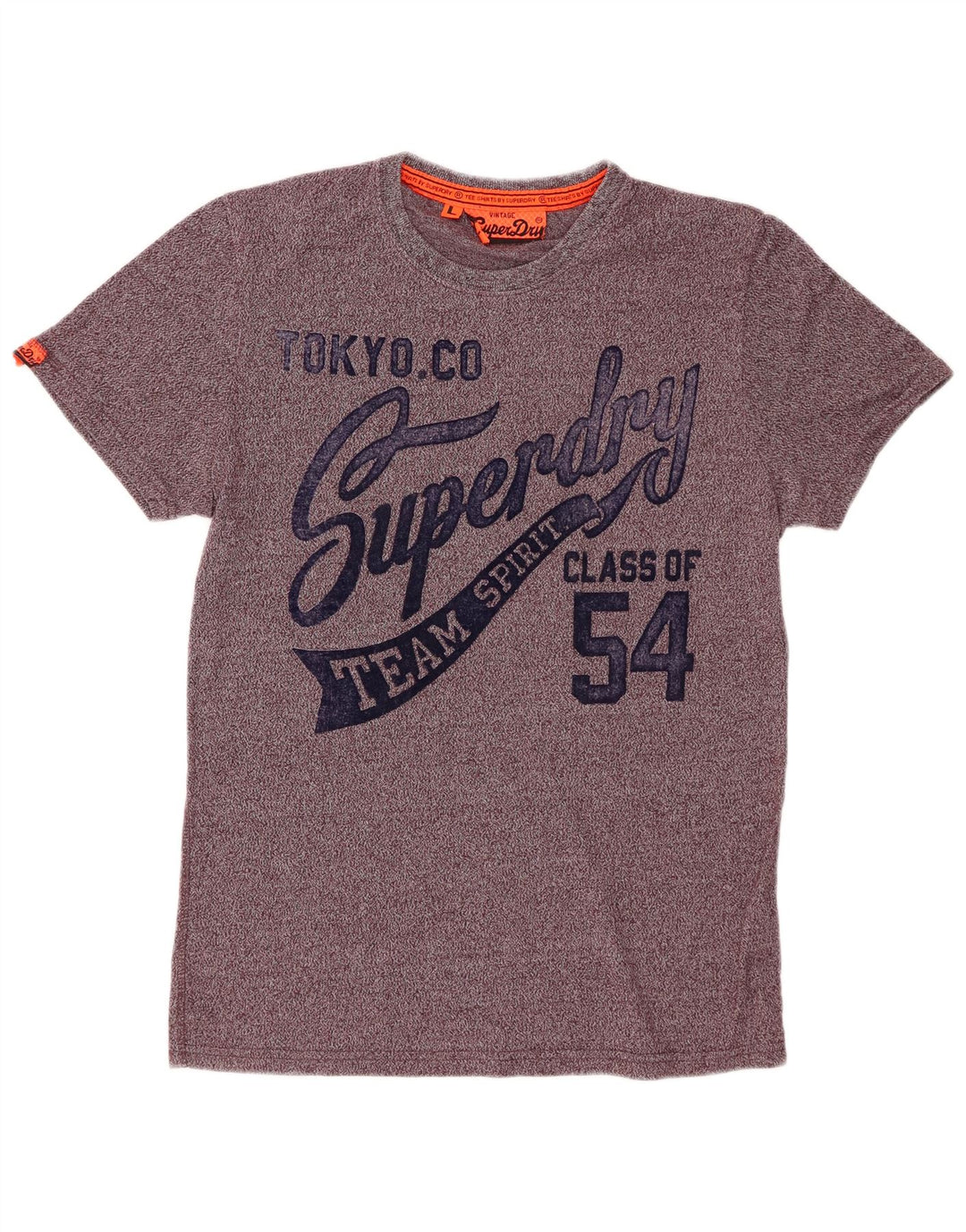 Camiseta masculina gráfica SUPERDRY grande algodão manchado cor de vinho