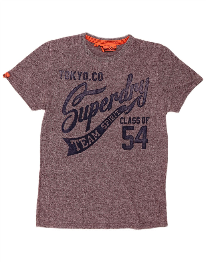 Camiseta masculina gráfica SUPERDRY grande algodão manchado cor de vinho