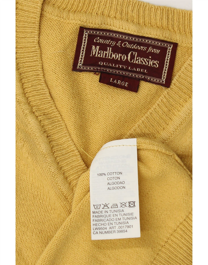 Marlboro Classics Mens Colete Regata Grande Algodão Amarelo