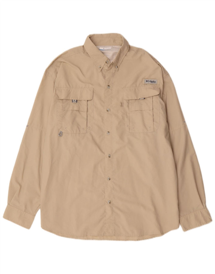 Camisa Columbia Masculina Grande Poliéster Bege