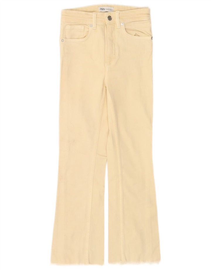 Calça jeans feminina Zara Bootcut EU 34 2XS W24 L24 Bege