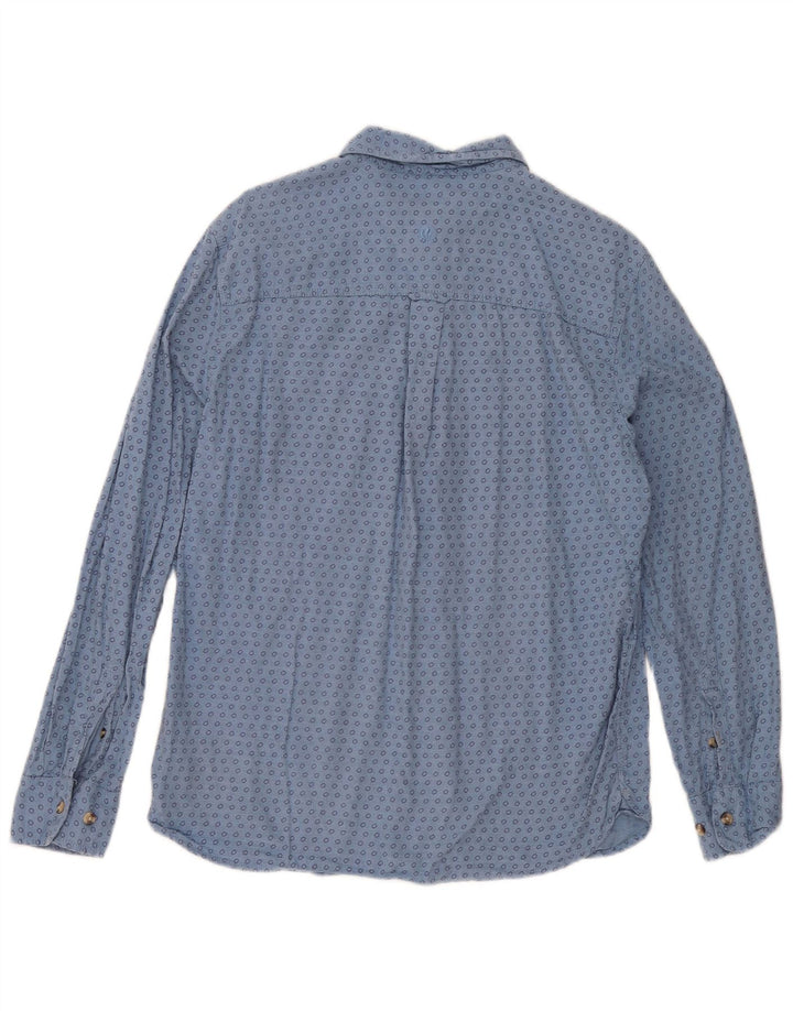 Camisa masculina com estampa abstrata Fat Face de algodão azul médio
