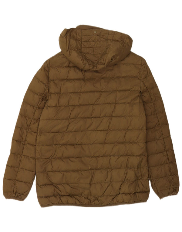 Jaqueta acolchoada com capuz feminina Zara UK 10 poliéster cáqui pequeno