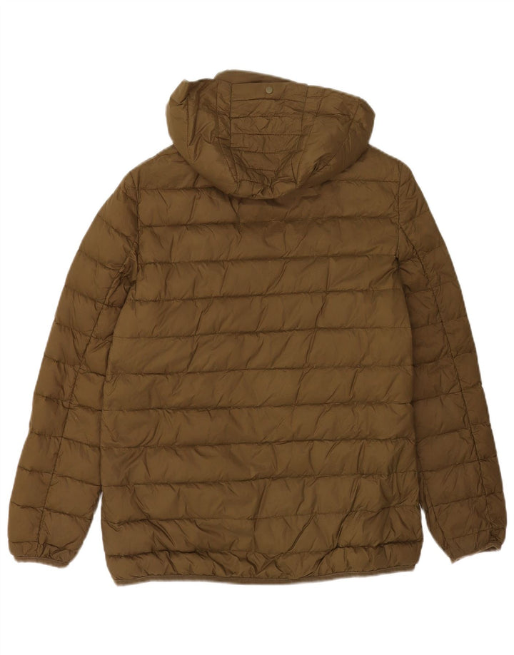 Jaqueta acolchoada com capuz feminina Zara UK 10 poliéster cáqui pequeno
