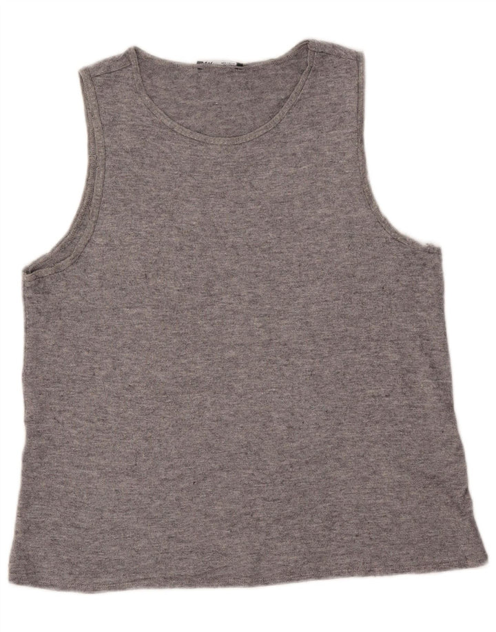 Colete feminino Zara UK 16 grande cinza Fair Isle