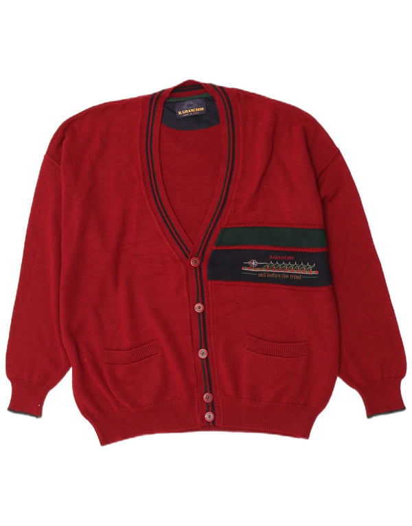 Il Granchio Suéter Cardigan Masculino XL Borgonha Colourblock Lã