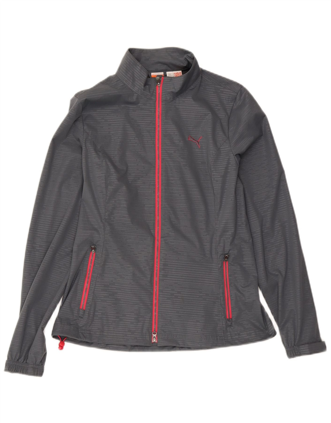 Puma Womens Tracksuit Top Jacket UK 10 Pequeno Poliéster Listrado Cinza